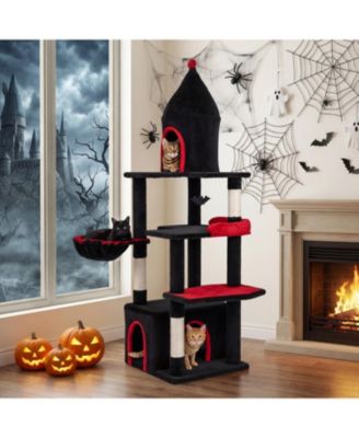 63in Gothic Cat Tree with Condo and Top Cave