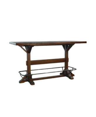 Brown Solid Wood Bar Table, High Top Counter Height Table for Dining Area