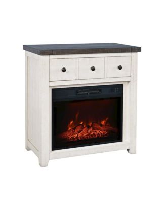 Solid Wood Rustic 32inch Farmhouse Electric Fireplace Console TV Stand