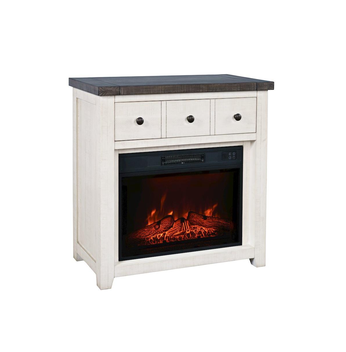 Jofran Solid Wood Rustic 32inch Farmhouse Electric Fireplace Console Tv Stand - Madison county white