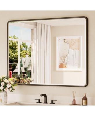 Brushed Framed Rectangle Bathroom Vanity Mirror