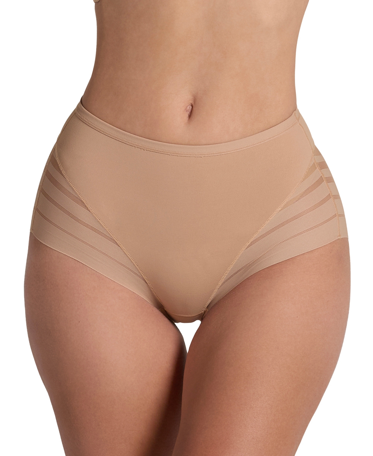 Leonisa Women's Lace Stripe Undetectable Classic Shaper Panty in Golden Nude | Size: 3X | HerRoom.com