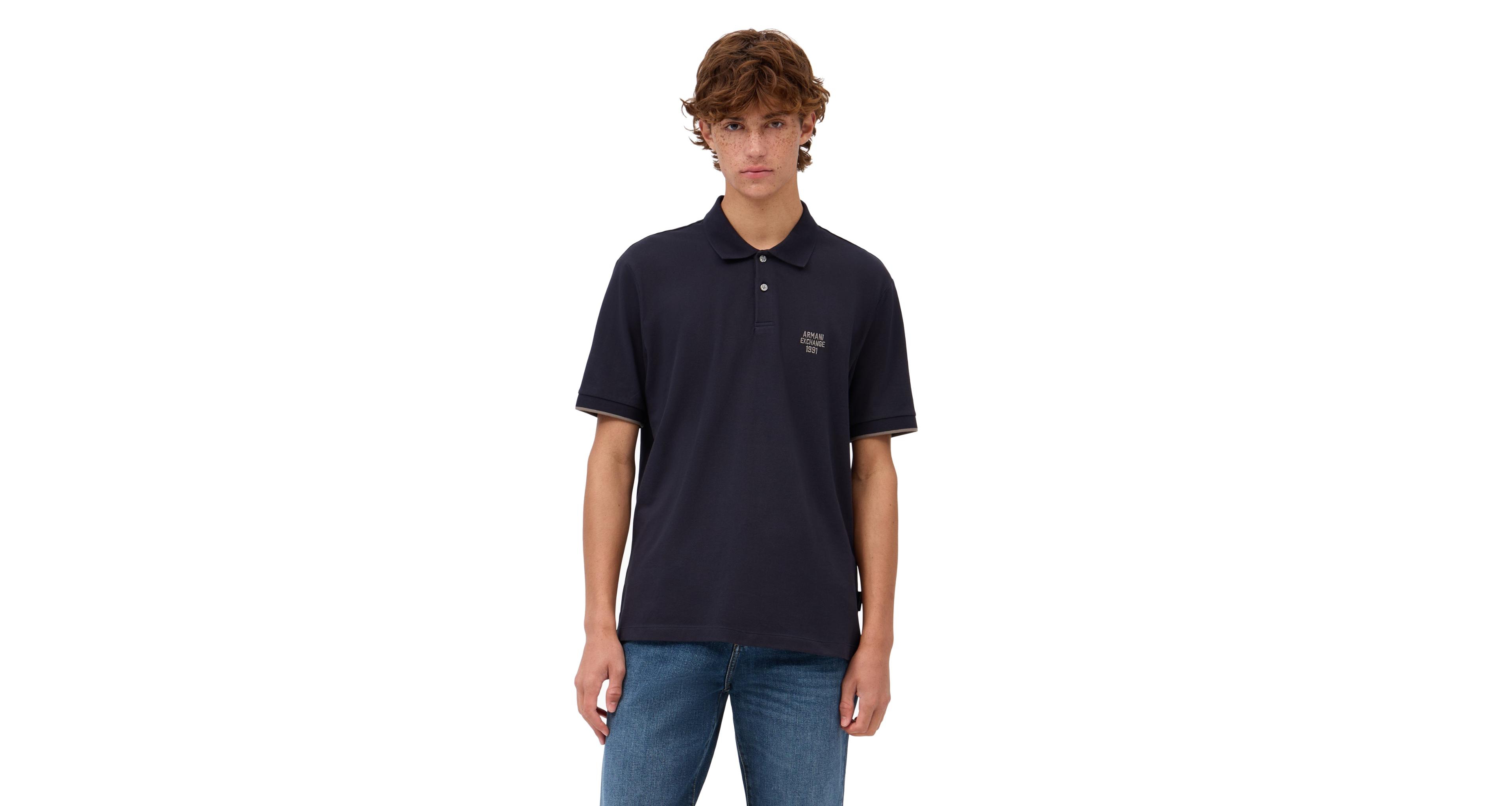 A|X Armani Exchange Men's Cotton Pique Point Collar Polo Shirt