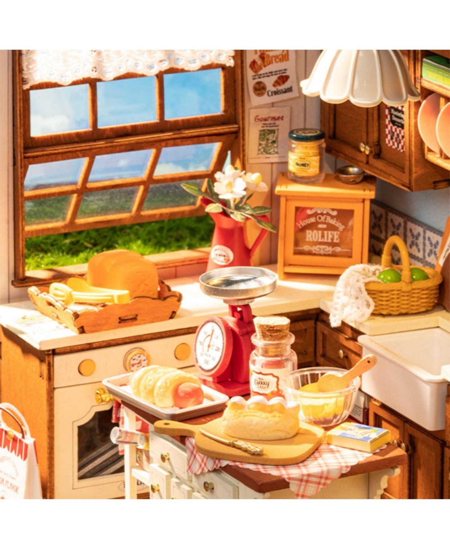 Детские аксессуары для кукол Robotime Baking Kitchen Wooden 3D Puzzle Dollhouse Kit, Ages 14+ — фото 5