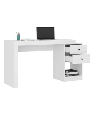 Wood Desk with 2 Drawers, 1 Shelf and Expandable Top Office Desk