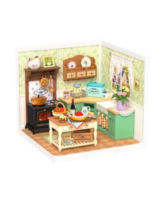 Super Creator Kitchen DIY Miniature Plastic House Kit Building Set with LED Light Mini Room Model Craft Decor Gift for Adults Teens ages 14+