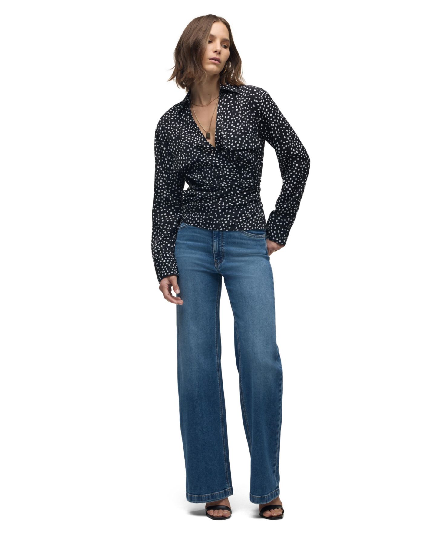 Женский топ Hudson Jeans V-Neck Polka-Dot Wrap, цвет: В горошек — фото 2