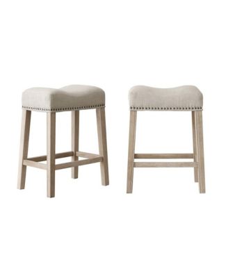 CoCo Upholstered Backless Saddle Seat Counter Stools 24", Set of 2