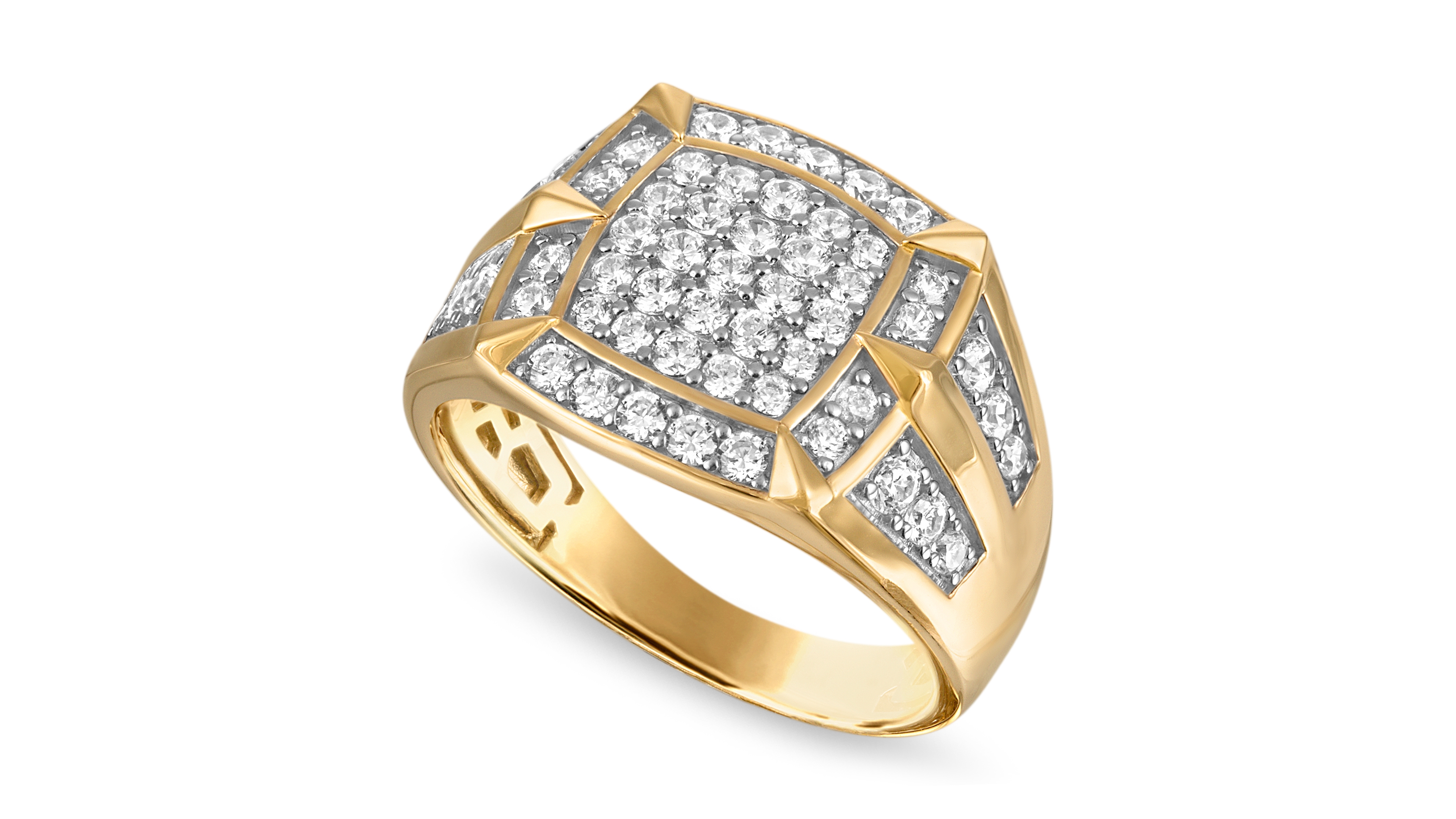 Esquire Men's Jewelry Lab Grown Diamond Ring (1 ct. t.w.) in 14K Gold Plated Sterling Silver