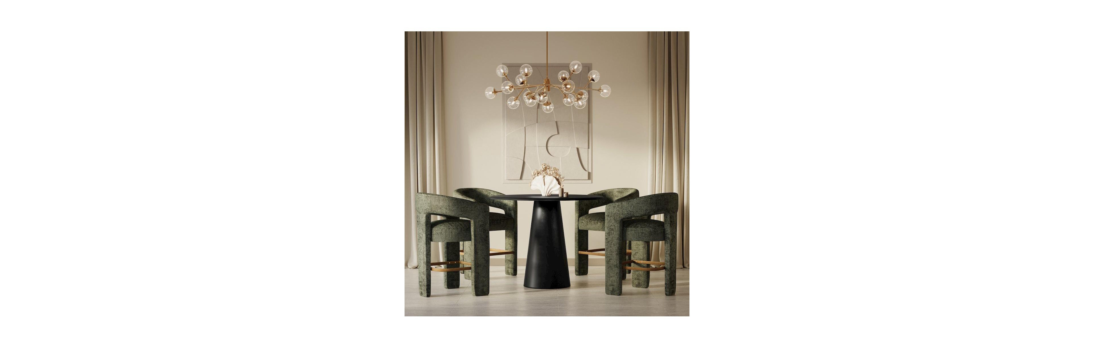Jofran Gwen Modern Luxury Jacquard Fabric Sculpture Counter Stool - Set of 2, Forest