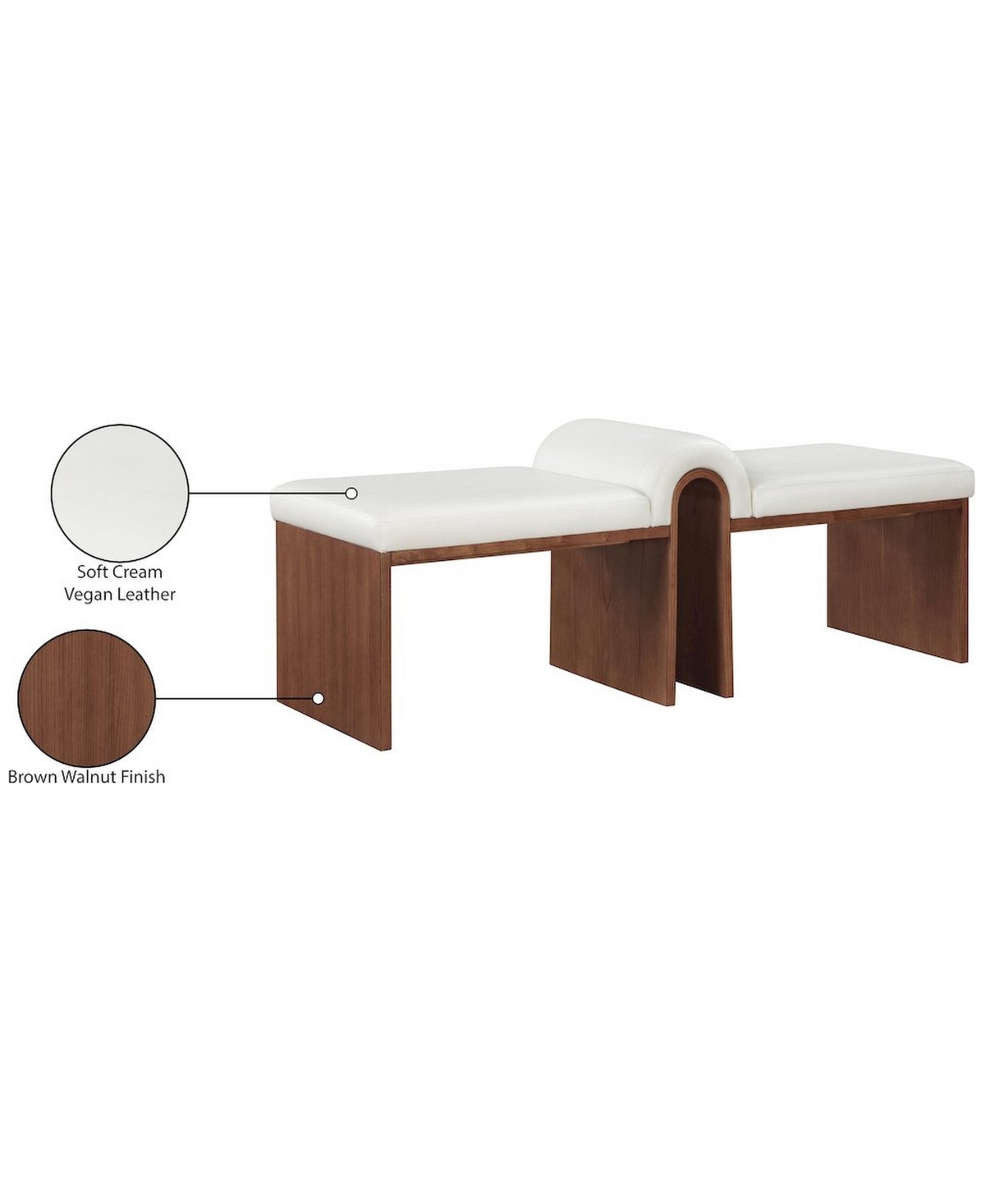 Meridian Furniture Delphine Cream Faux Leather Upholstered Bench