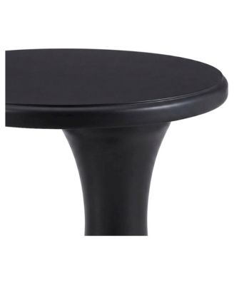 Round End Table with Turned Pedestal Base, Compact MDF Accent Side Table, Black