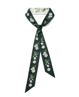 Skinny Silk Floral-Print Lily Garden Scarf