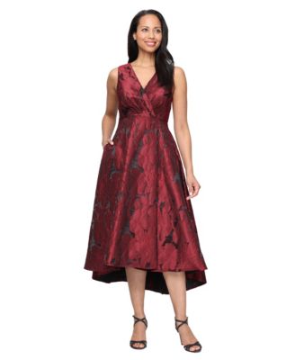 Women's Jacquard V-Neck High-Low Dress