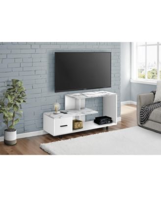 47.25 Inch Faux Marble Art-Deco TV Console with Single Storage Drawer