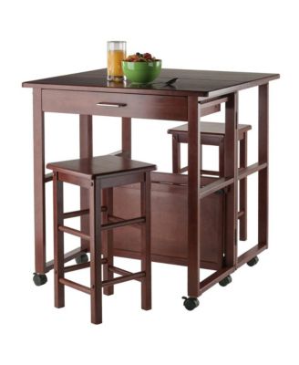 Walnut Folding Dining Table with Chairs - Small Table and Chairs, Set of 2