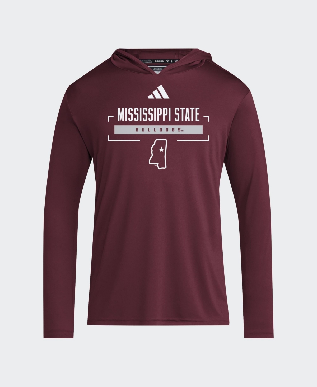 Adidas Men's Maroon Mississippi State Bulldogs D4T Long Sleeve Hooded T-Shirt - Maroon