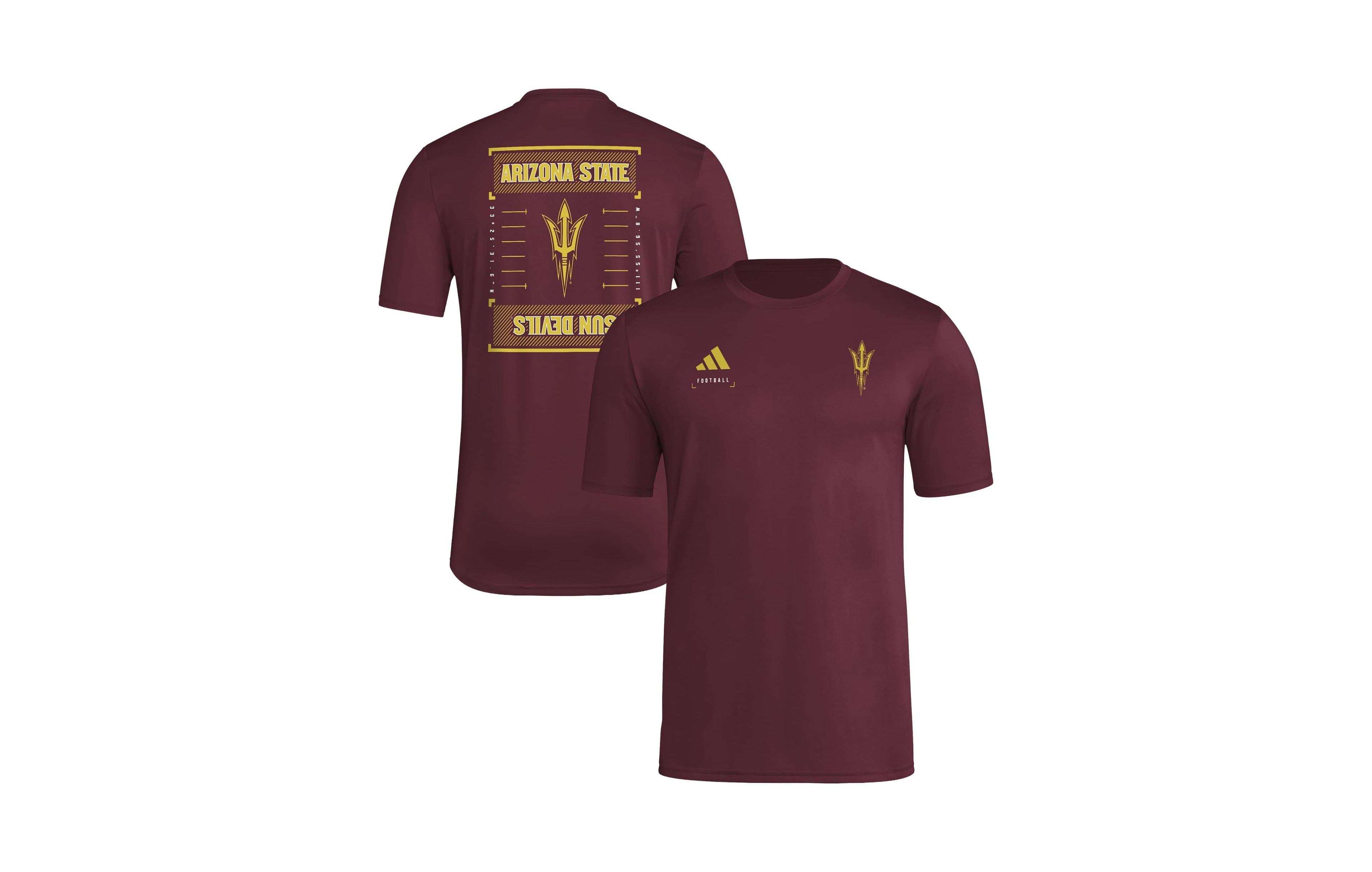 Adidas Men's Maroon Arizona State Sun Devils Locker Football Icon Aeroready Pre-Game T-Shirt