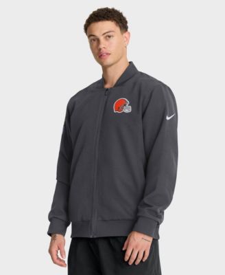 Men's Anthracite Cleveland Browns Sideline Powerful Blocking Full-Zip Dri-FIT Bomber Jacket