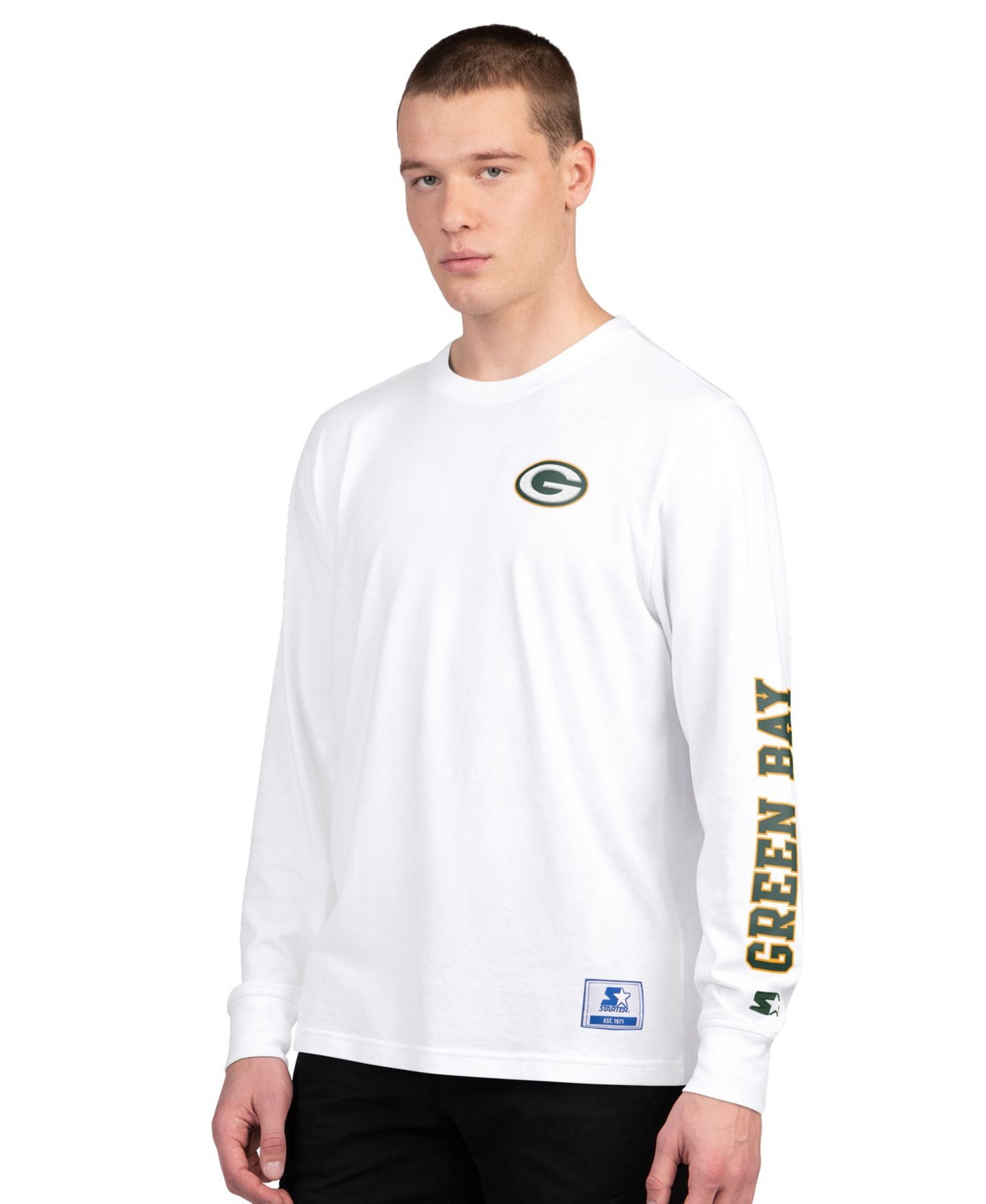 Мужские футболки Starter Green/White Green Bay Packers Short Sleeve Long Sleeve T-Shirt Combo Pack — фото 5