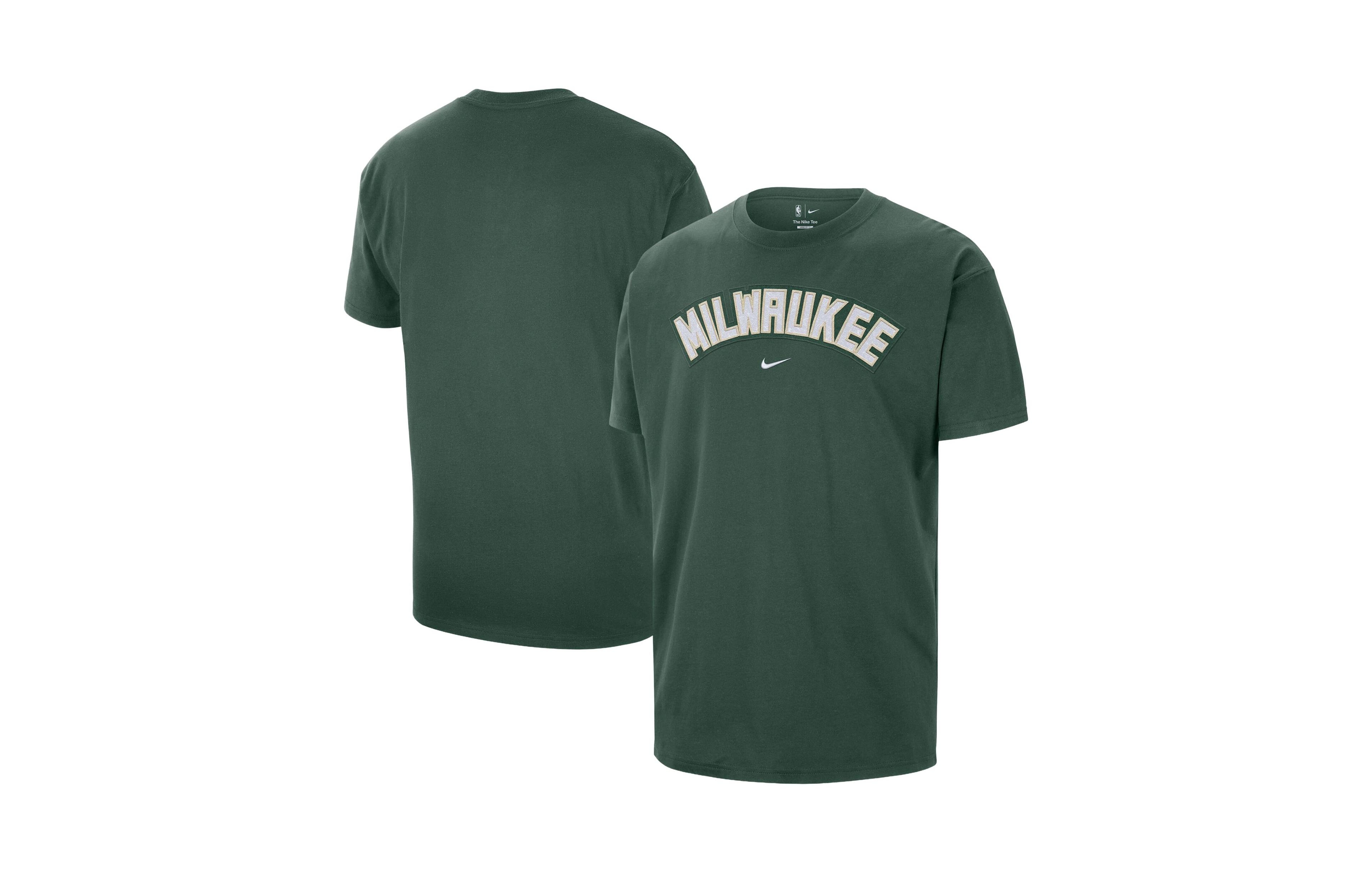 Nike Men's Hunter Green Milwaukee Bucks Twill Logo T-Shirt