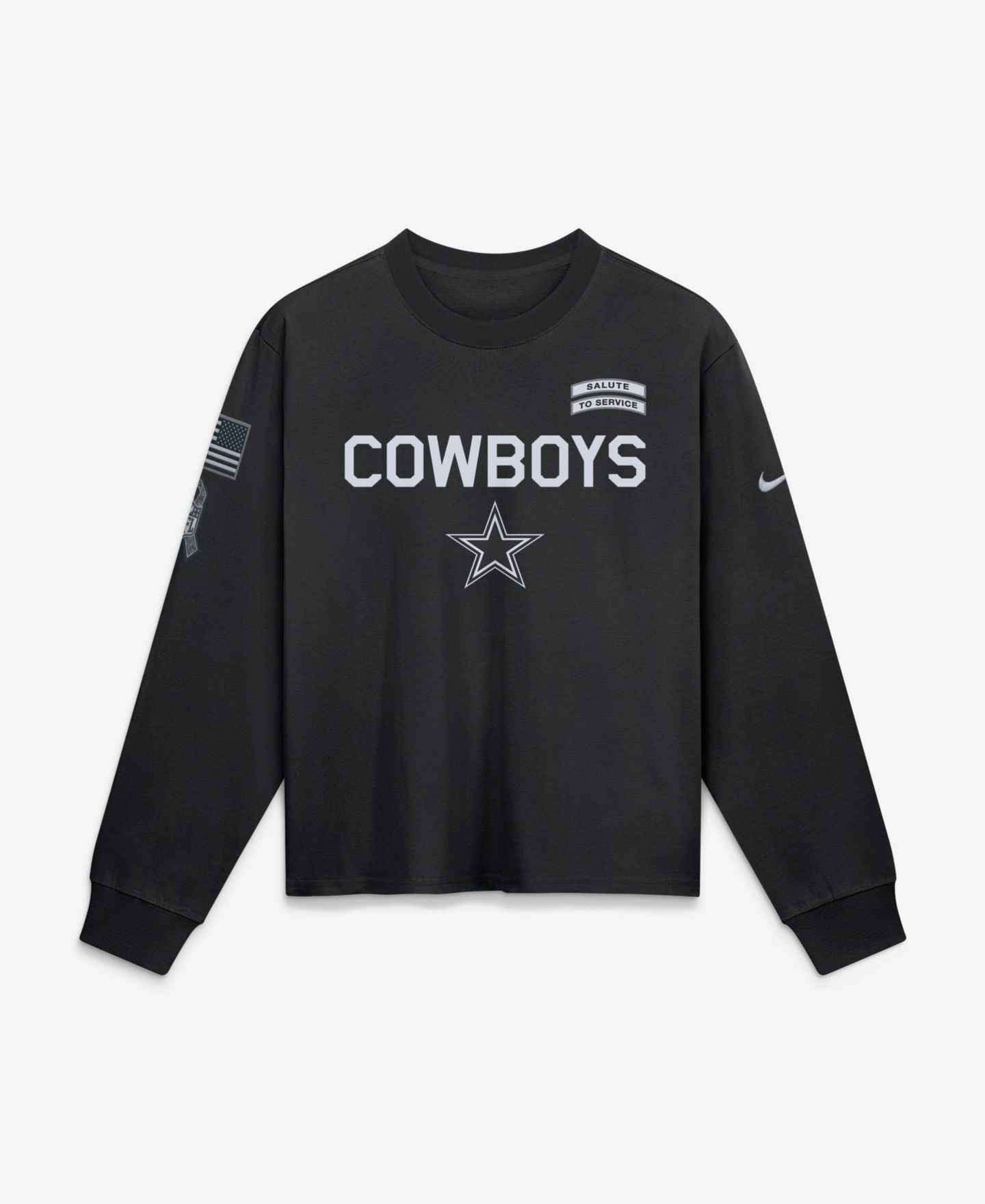 Женская футболка Nike Black Dallas Cowboys 2026 Salute to Service Sideline Long Sleeve — фото 1