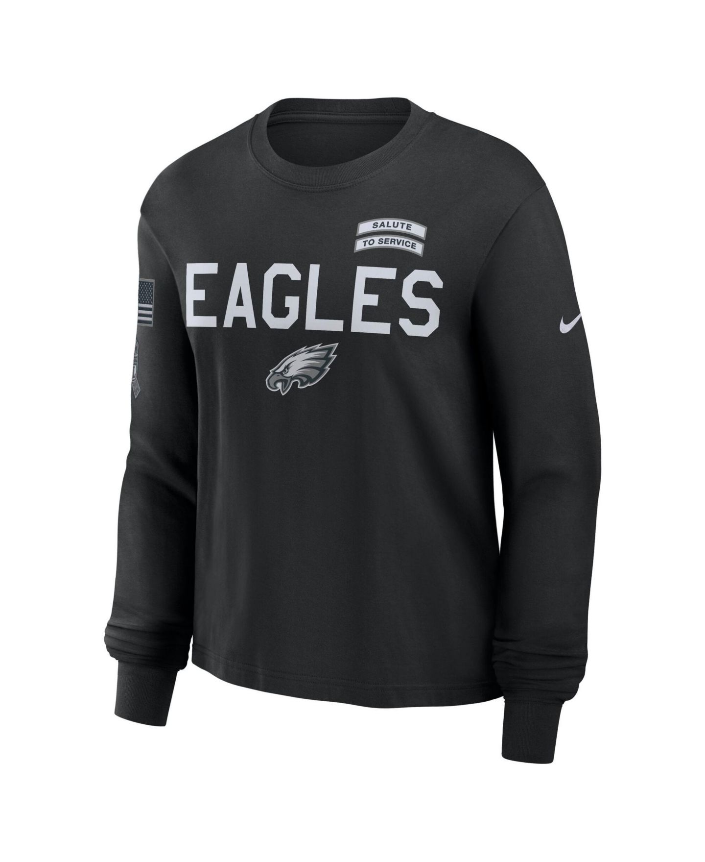 Женская футболка Nike Black Philadelphia Eagles 2026 Salute to Service Sideline Long Sleeve — фото 3