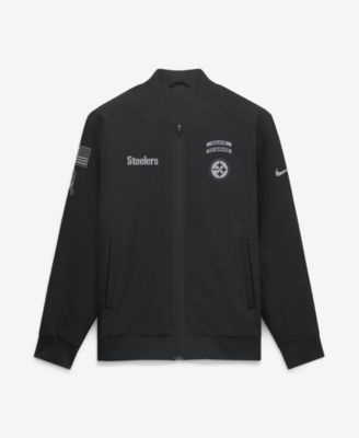 Men's Black Pittsburgh Steelers 2026 Salute to Service Sideline Full-Zip Bomber Jacket