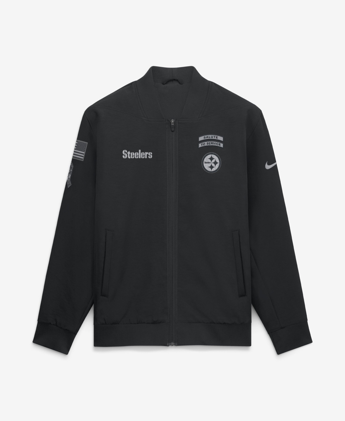 Nike Men's Black Pittsburgh Steelers 2026 Salute to Service Sideline Full-Zip Bomber Jacket