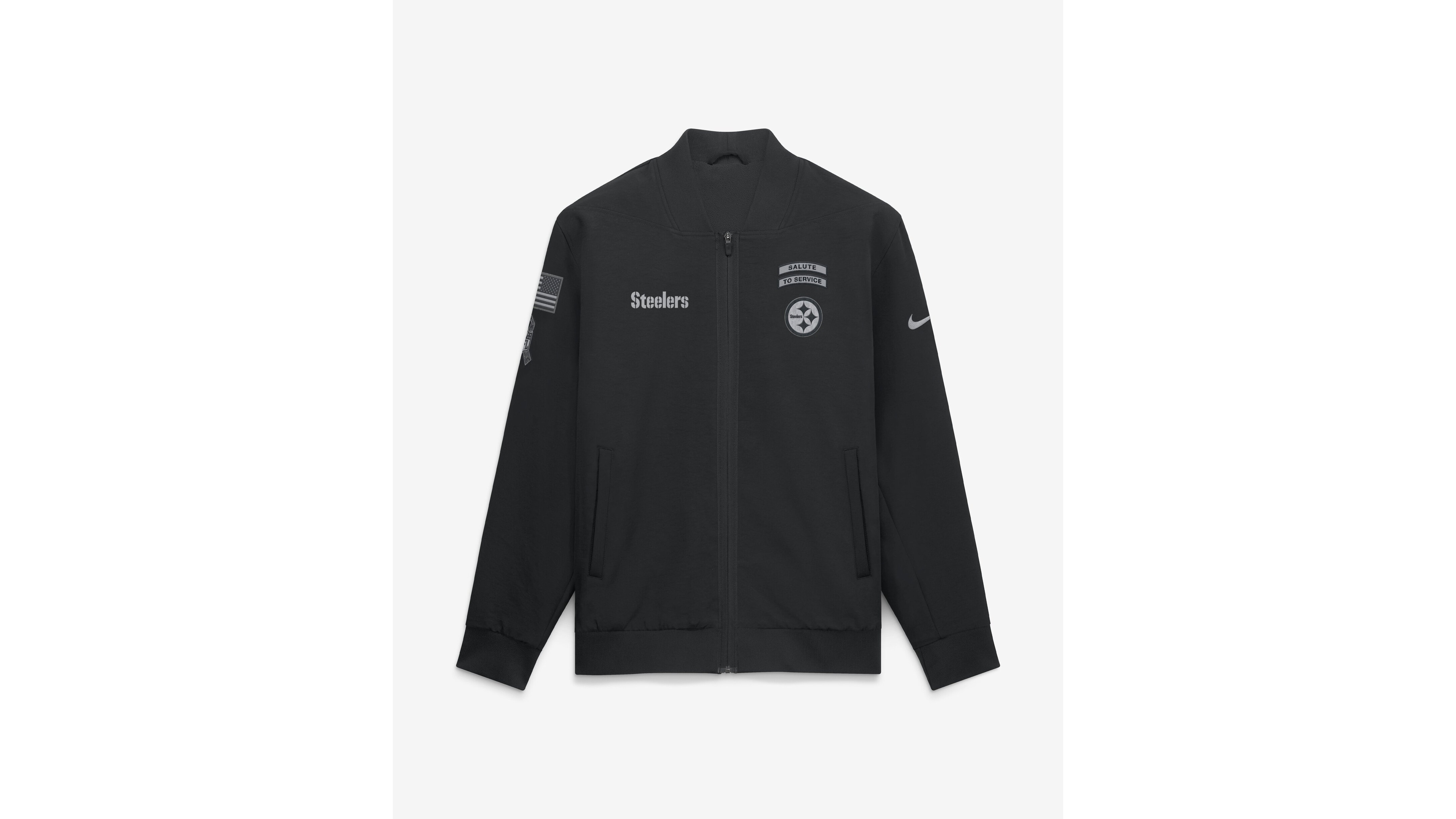 Nike Men's Black Pittsburgh Steelers 2026 Salute to Service Sideline Full-Zip Bomber Jacket