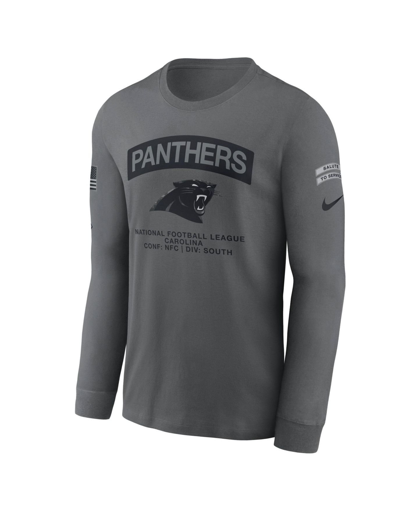 Мужская футболка Nike Gray Carolina Panthers 2026 Salute to Service Long Sleeve — фото 3