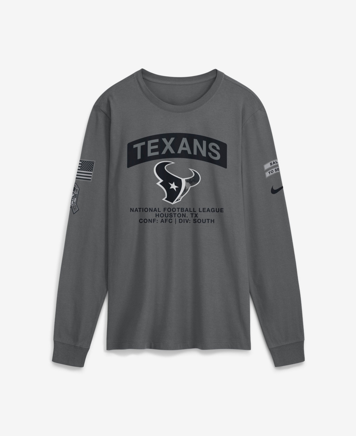 Nike Men's Gray Houston Texans 2026 Salute to Service Long Sleeve T-Shirt
