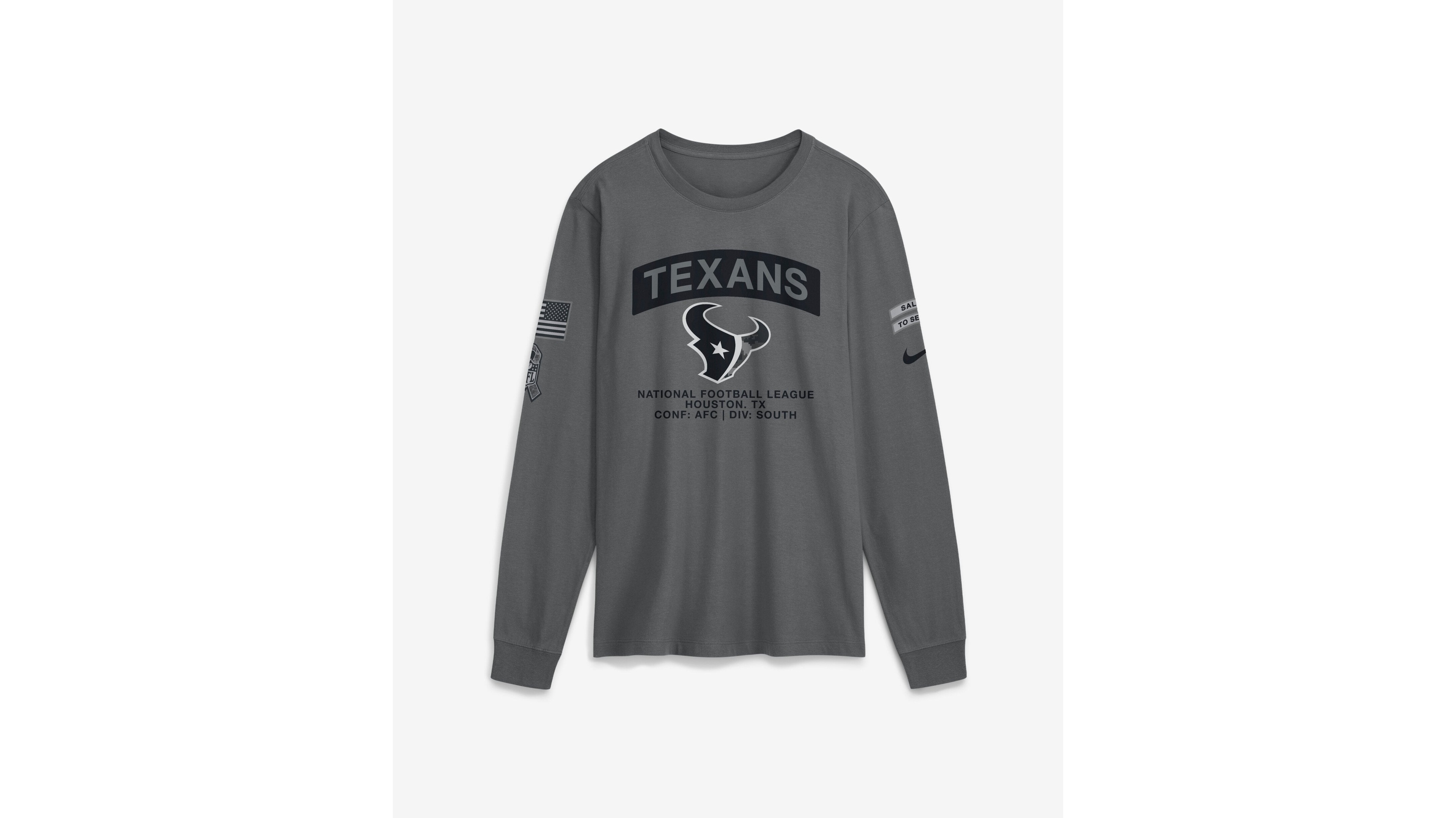 Nike Men's Gray Houston Texans 2026 Salute to Service Long Sleeve T-Shirt