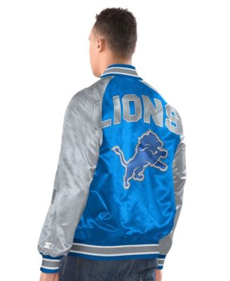 Men's Blue/Silver Detroit Lions Inductee Raglan Full-Snap Varsity Jacket