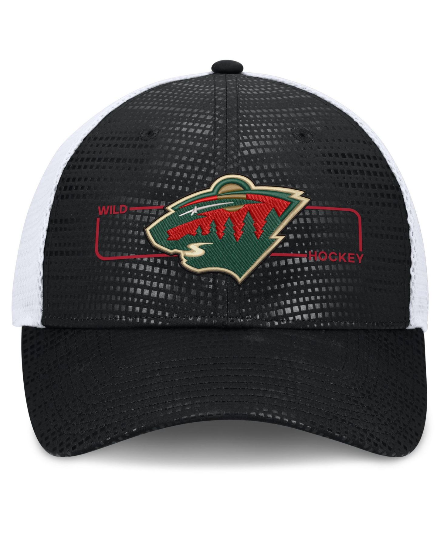 Мужская кепка Fanatics Black Minnesota Wild Authentic Pro Rink Boxed Logo Trucker Hat — фото 2