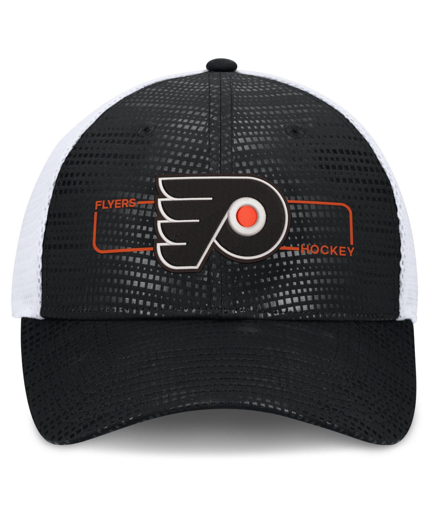 Мужская кепка Fanatics Black Philadelphia Flyers Authentic Pro Rink Boxed Logo Trucker Hat — фото 2
