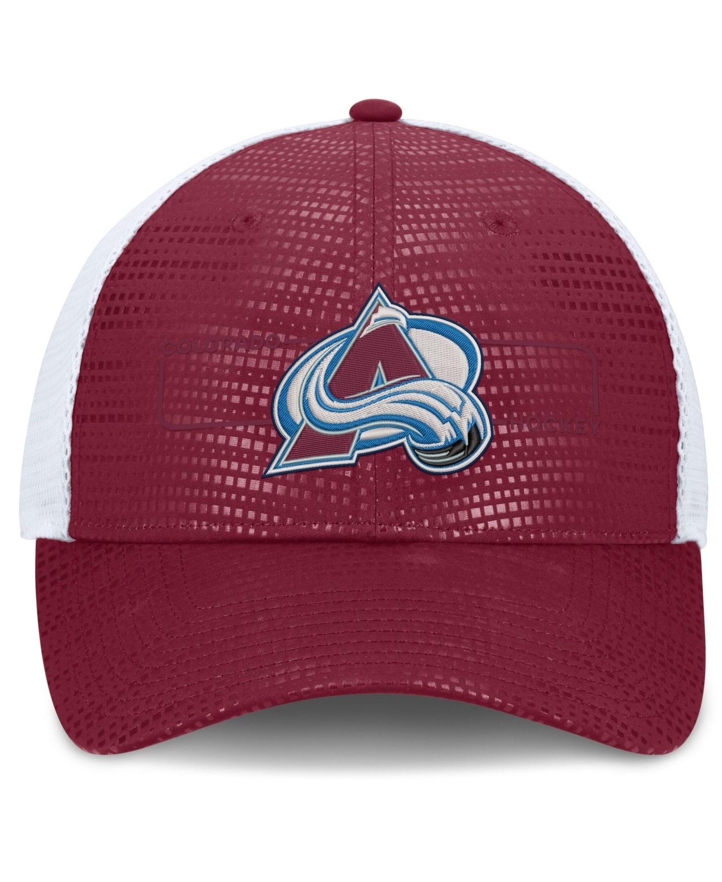 Мужская кепка Fanatics Burgundy Colorado Avalanche Authentic Pro Rink Boxed Logo Trucker Hat — фото 2
