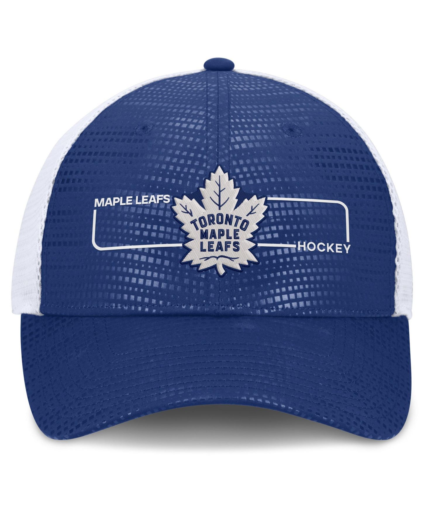 Мужская кепка Fanatics Blue Toronto Maple Leafs Authentic Pro Rink Boxed Logo Trucker Hat — фото 2