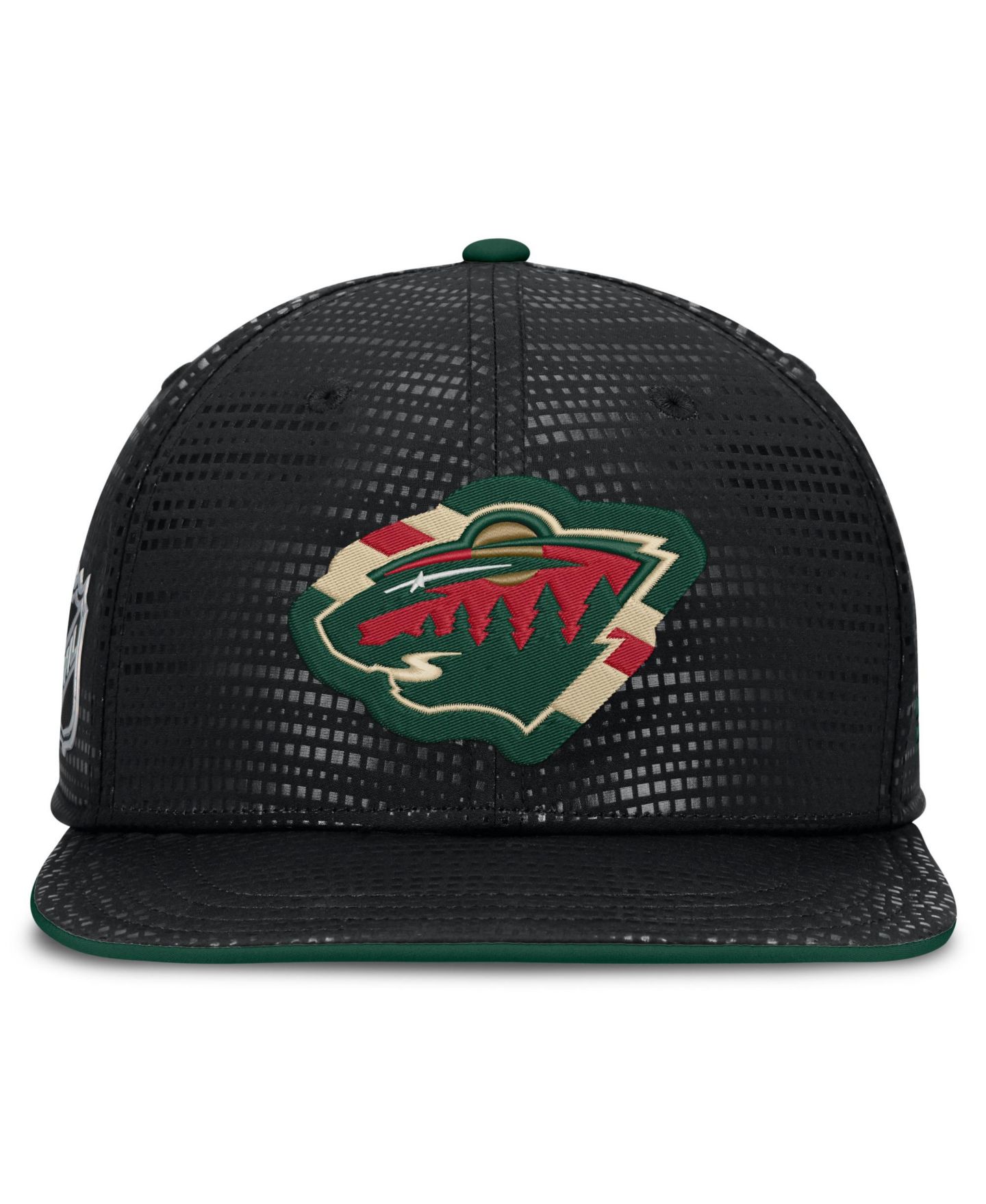 Мужские козырьки Fanatics Black Minnesota Wild Authentic Pro Rink Square Snapback Hat — фото 2