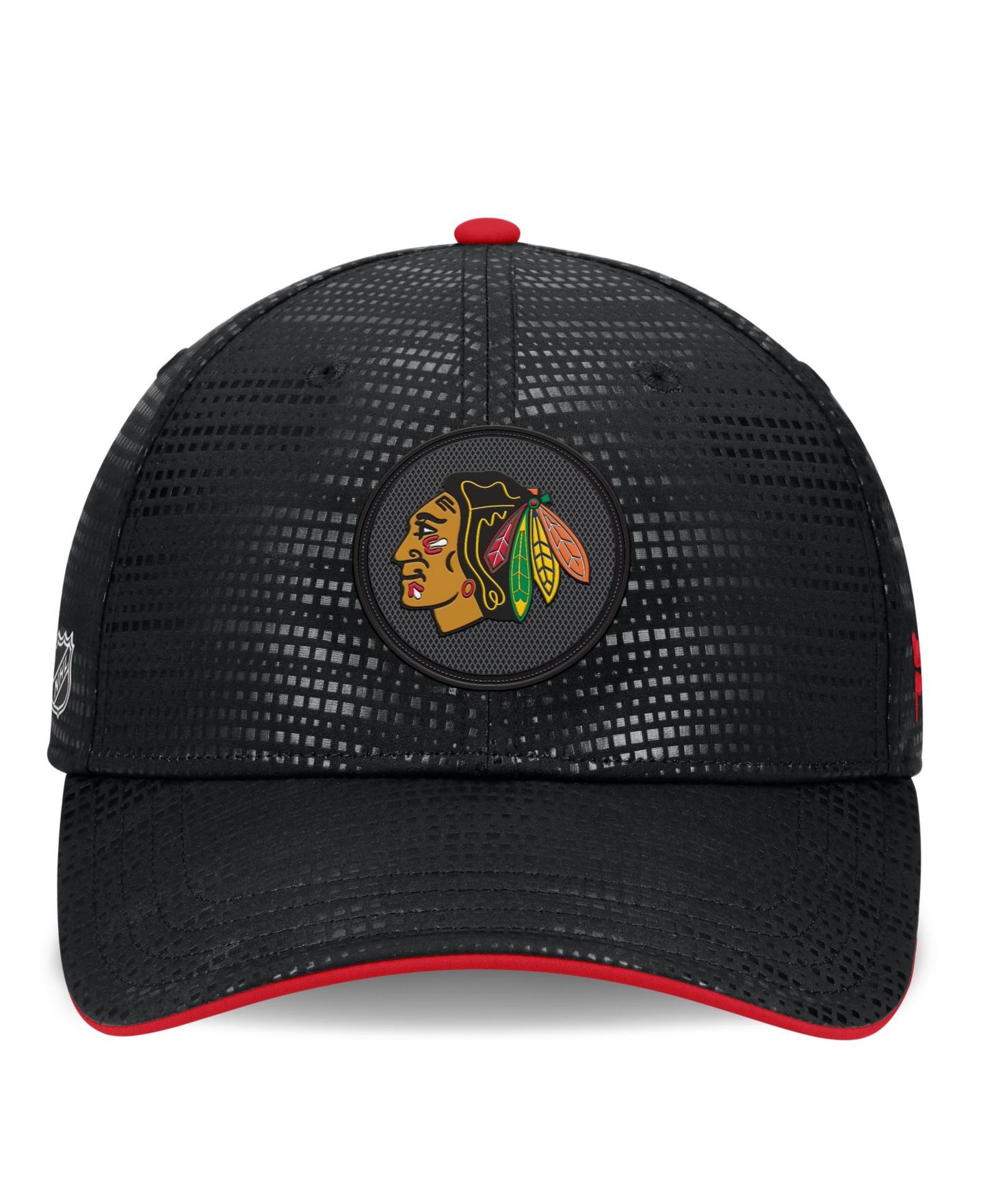 Мужской головной убор Fanatics Black Chicago Blackhawks Authentic Pro Rink Debossed Stretch Fit Hat — фото 2