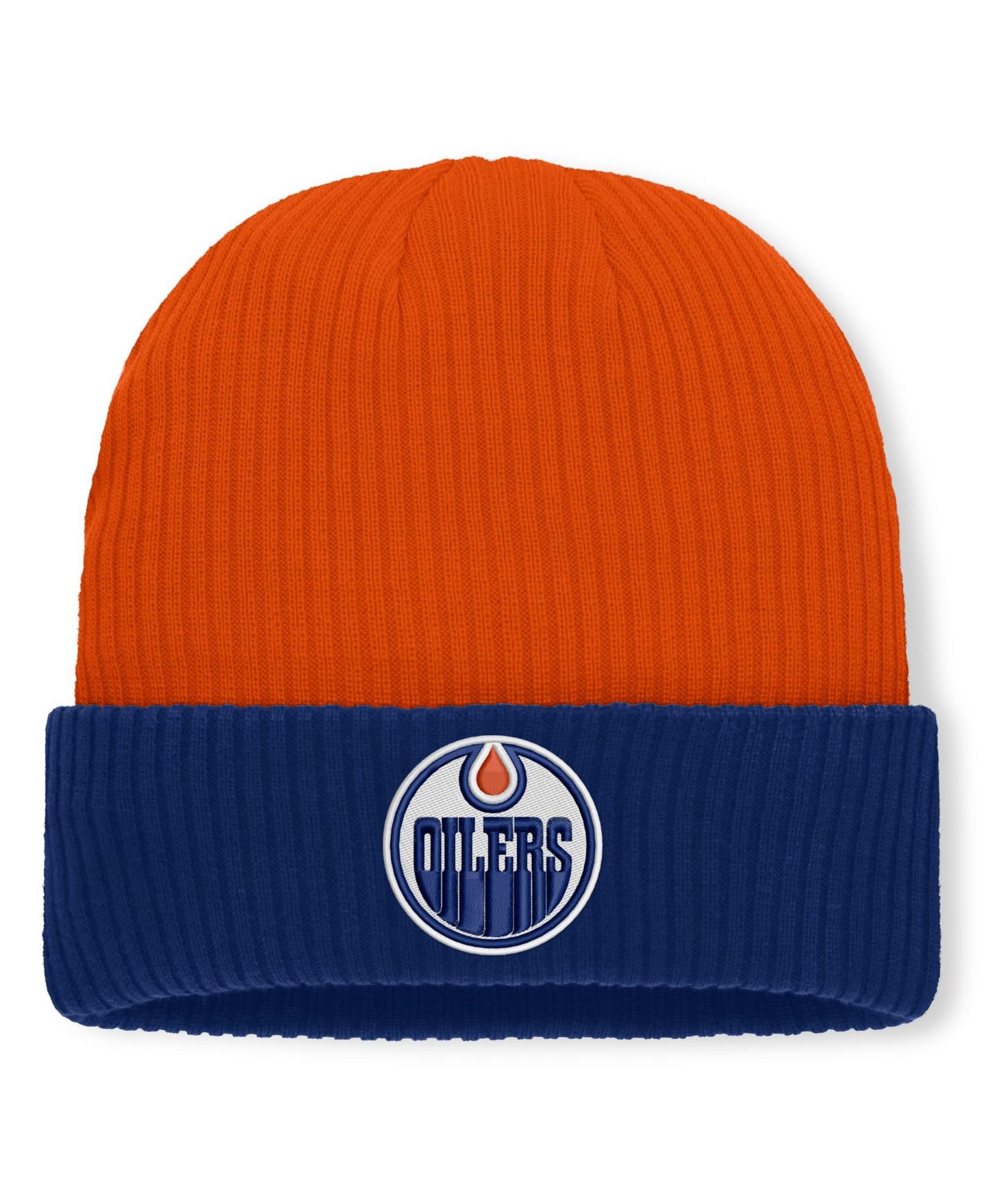 Мужская шапка Fanatics Orange Edmonton Oilers Authentic Pro Rink Cuffed Knit Hat — фото 1