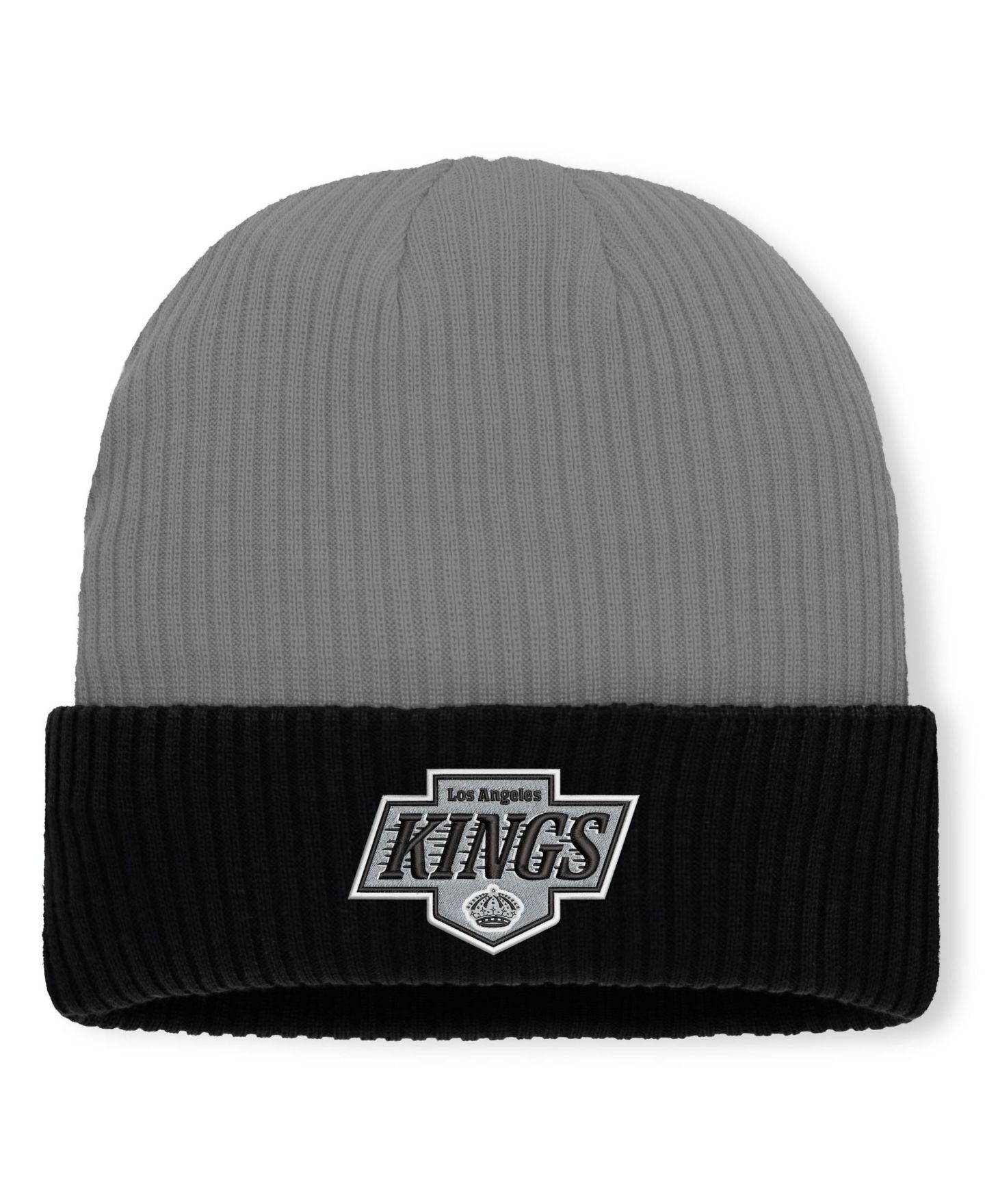 Мужская шапка Fanatics Gray Los Angeles Kings Authentic Pro Rink Cuffed Knit Hat — фото 1