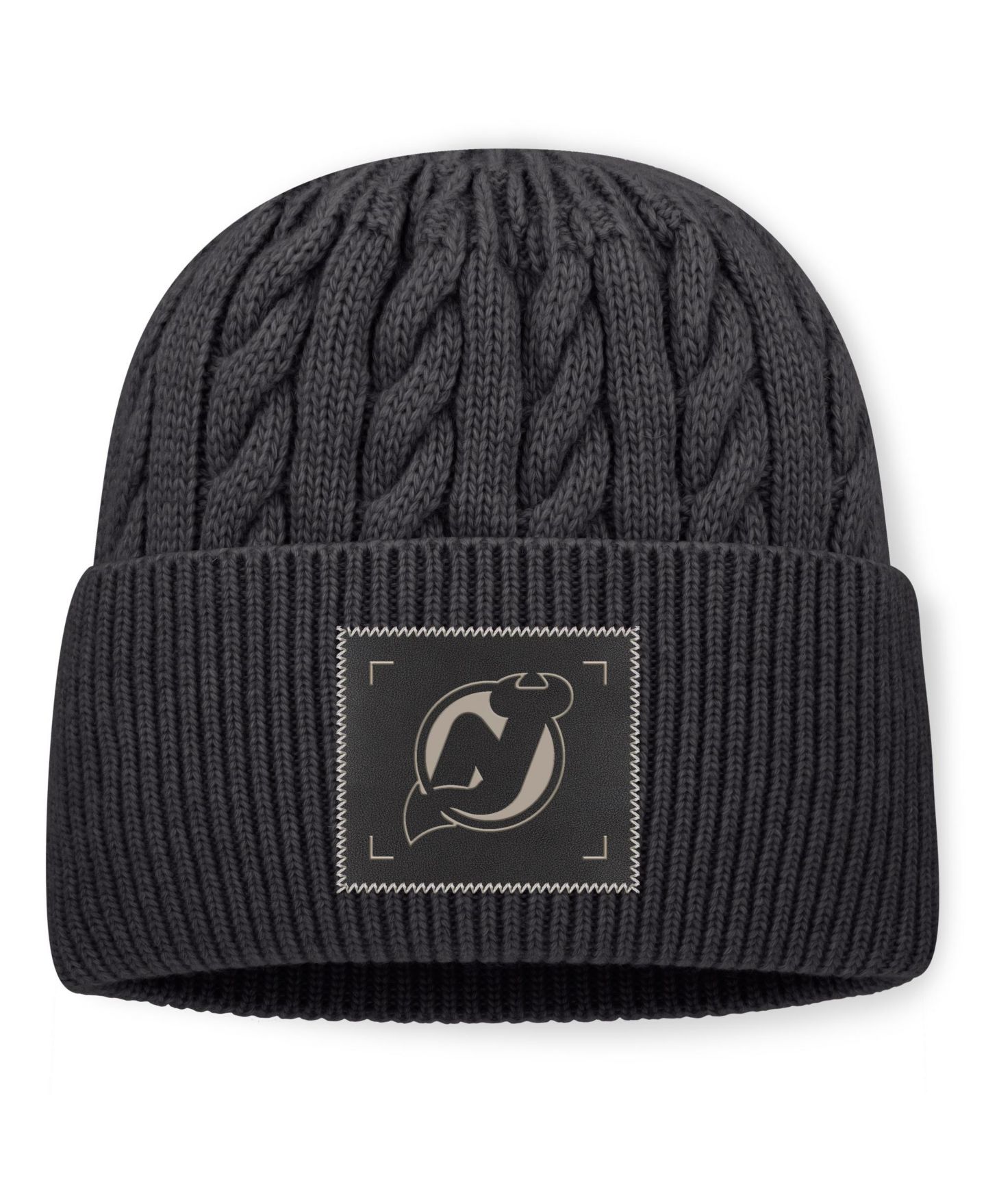 Мужские головные уборы Fanatics Charcoal New Jersey Devils Road Phantom Oversized Cuffed Knit Hat — фото 1