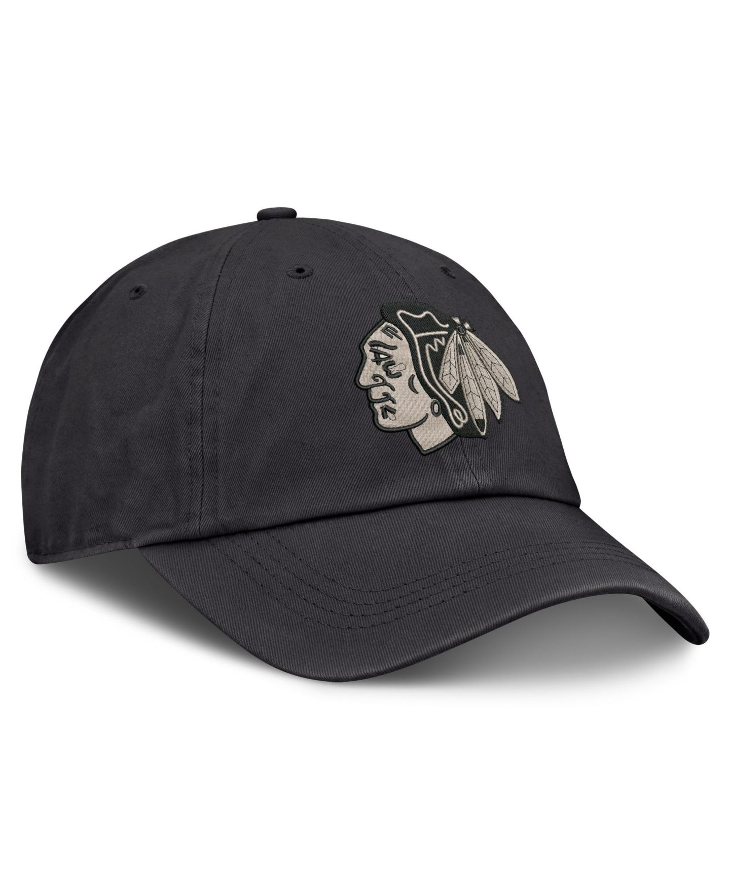 Мужская кепка Fanatics Charcoal Chicago Blackhawks Road Phantom Washed Adjustable Hat — фото 3