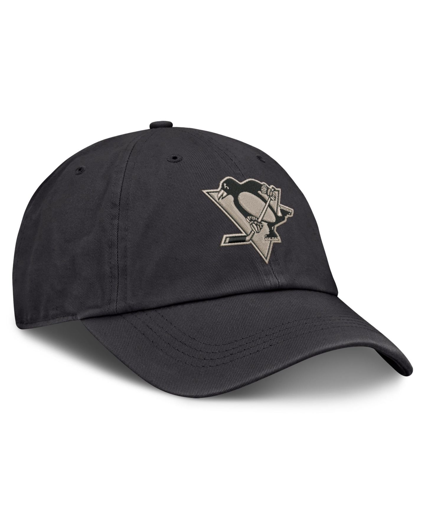 Мужская кепка Fanatics Charcoal Pittsburgh Penguins Road Phantom Washed Adjustable Hat — фото 3