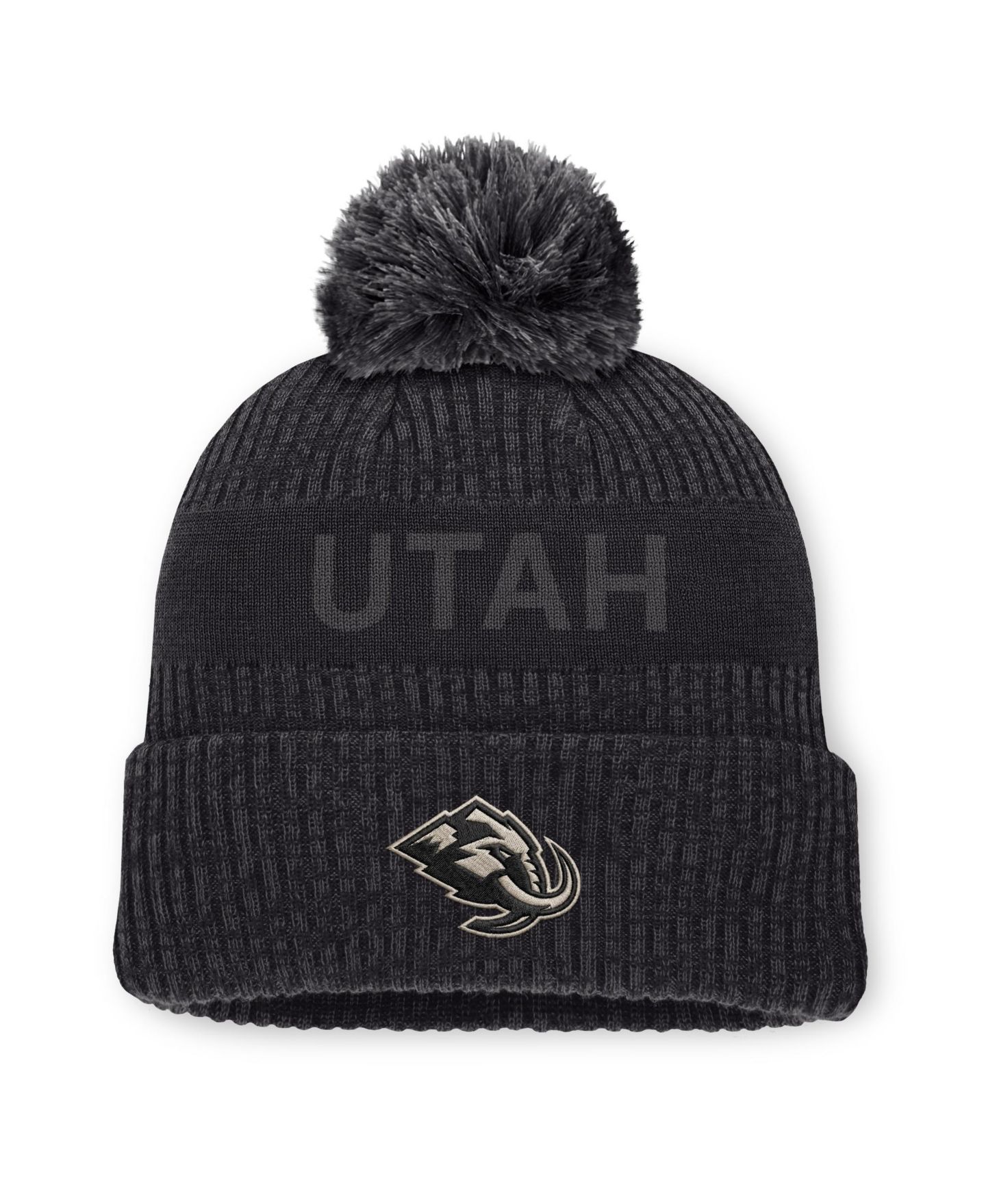 Мужской головной убор Fanatics Charcoal Utah Mammoth Road Phantom Cuffed Knit with Pom Hat — фото 1