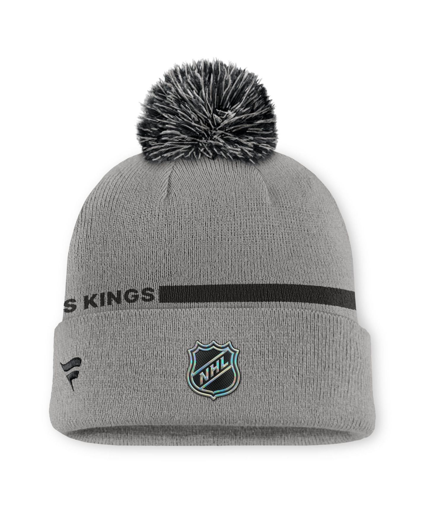 Мужской головной убор Fanatics Gray Los Angeles Kings Authentic Pro Alternate Cuffed Knit with Pom Hat — фото 2