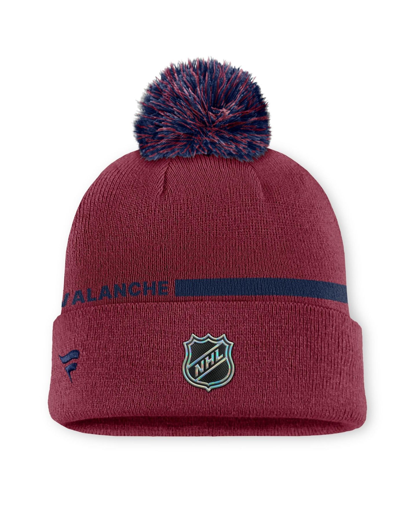 Мужской головной убор Fanatics Burgundy Colorado Avalanche Authentic Pro Alternate Cuffed Knit with Pom Hat — фото 2