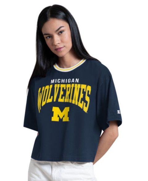 Женская футболка Starter Navy Michigan Wolverines Ace Cropped