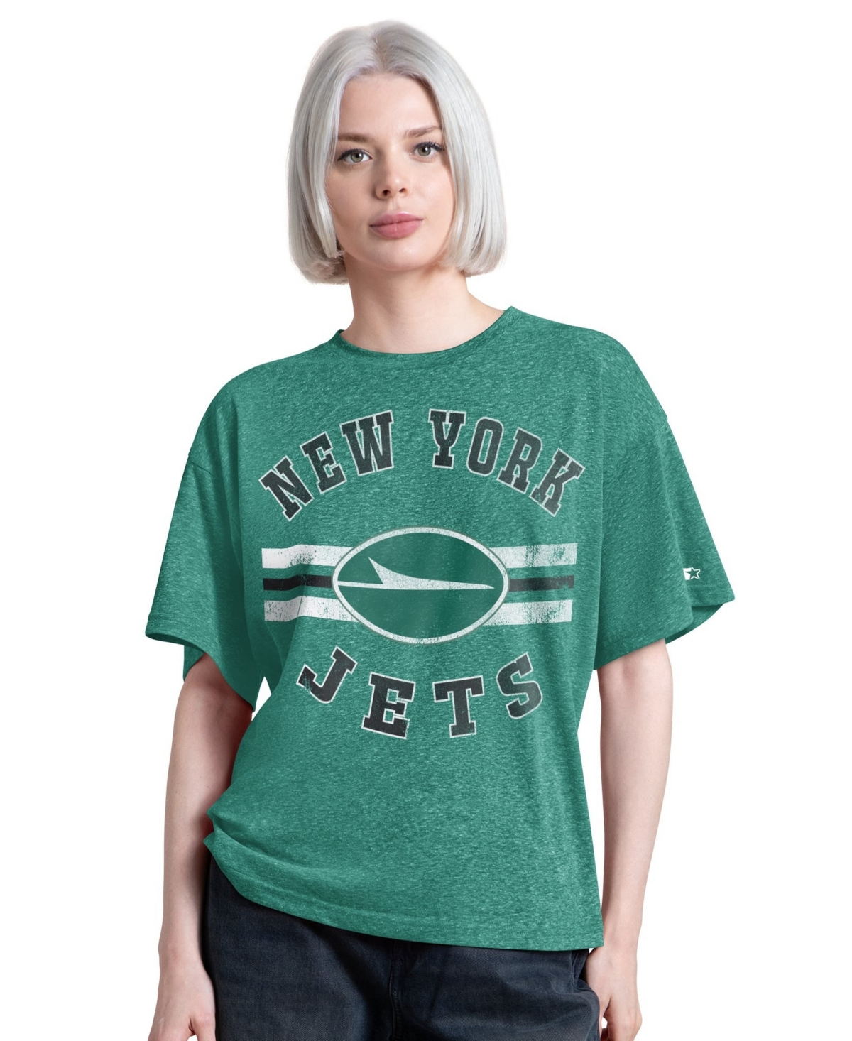 Starter Women's Green New York Jets Jump Shot Boyfriend Tri-Blend T-Shirt - Green